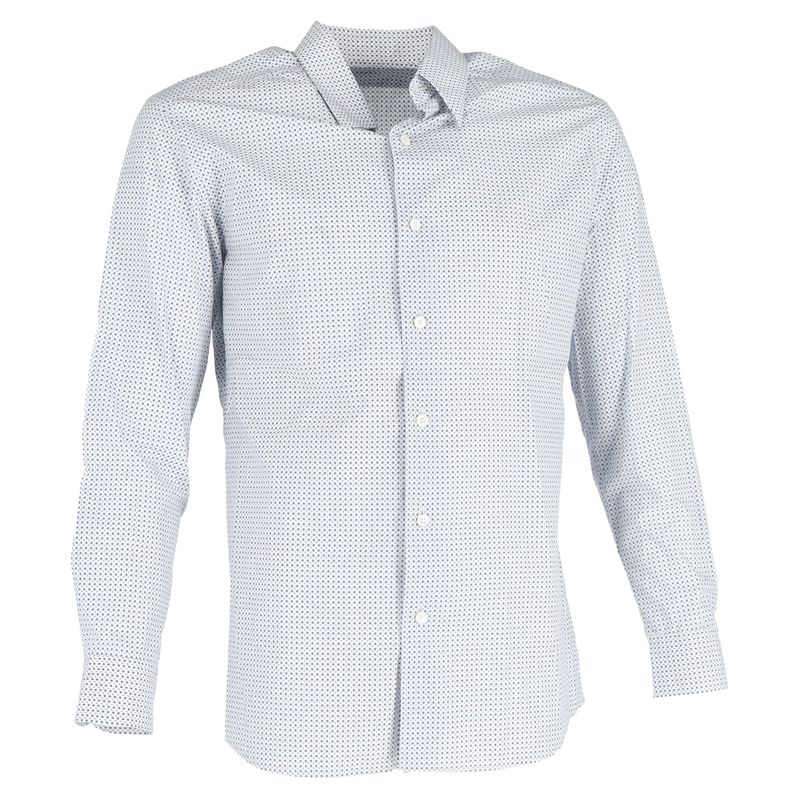 Ermenegildo Zegna Printed Buttoned Long Sleeve Shirt In Blue Cotton